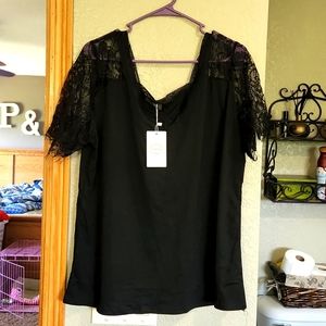 NWT Black Lace Top
